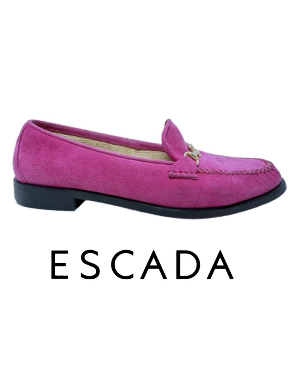 ESCADA | Handsewn Italian Moccasins Loafers Pink Suede Office Career Preppy VTG - Picture 1 of 16
